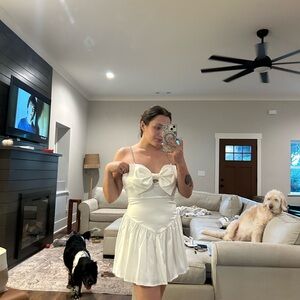 White Dress with Bow Detail